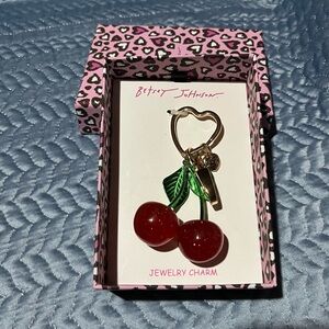 Betsey Johnson Red Cherry Charm with Green Leaves